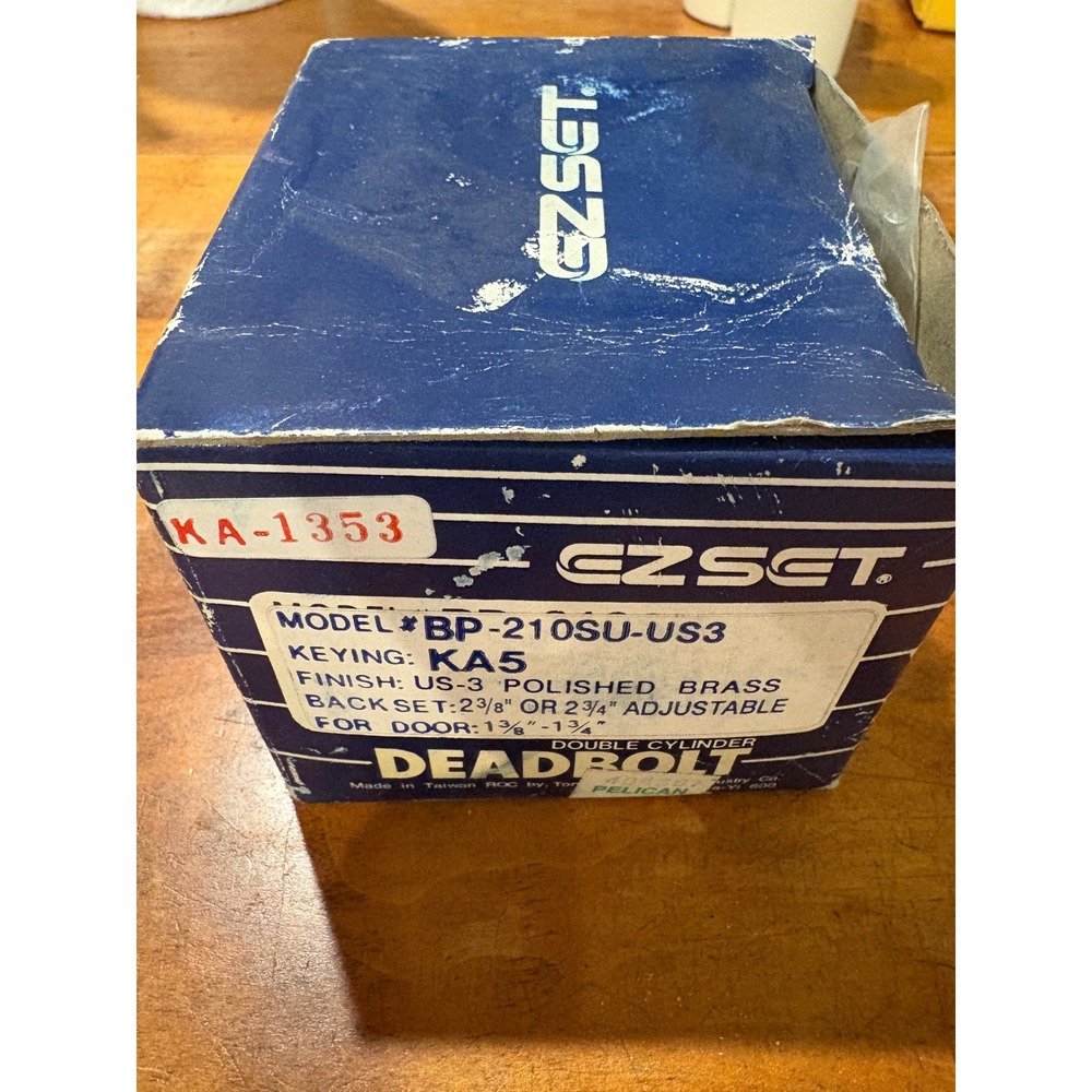EZSET Double Cylinder Deadbolt BP-210SU-US3 Polished Brass Adjustable Backset